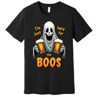 IM Just Here For The Boos Funny Ghost Halloween Drinker Premium T-Shirt