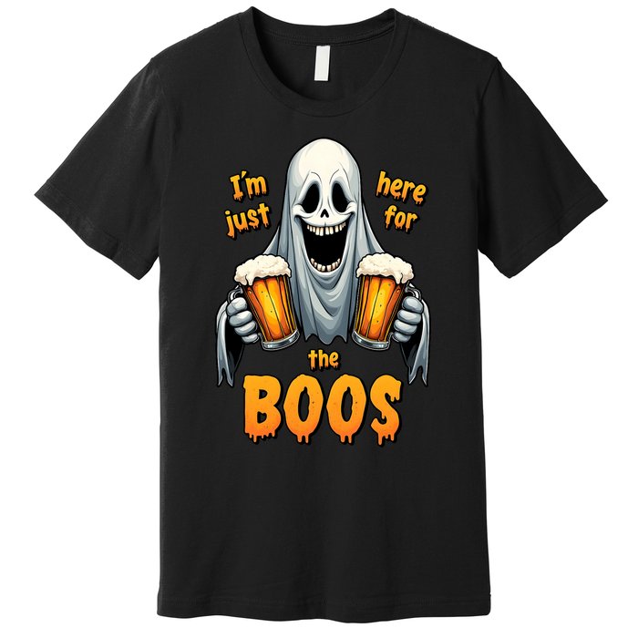 IM Just Here For The Boos Funny Ghost Halloween Drinker Premium T-Shirt