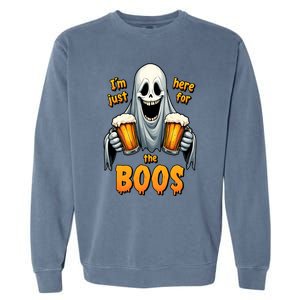 IM Just Here For The Boos Funny Ghost Halloween Drinker Garment-Dyed Sweatshirt