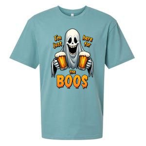 IM Just Here For The Boos Funny Ghost Halloween Drinker Sueded Cloud Jersey T-Shirt