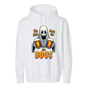 IM Just Here For The Boos Funny Ghost Halloween Drinker Garment-Dyed Fleece Hoodie