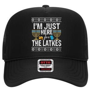 I'm Just Here for the Latkes Jewish Gift   High Crown Mesh Back Trucker Hat