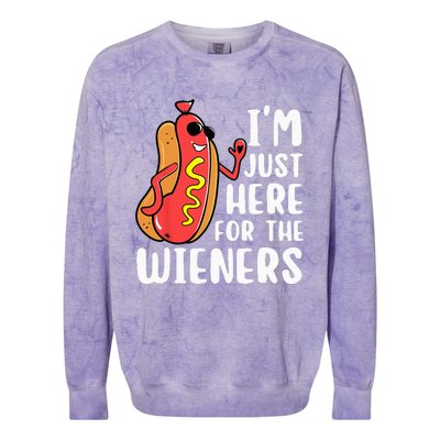 I'm Just Here For The Wieners Funny Hot Dog Foodies Lover Colorblast Crewneck Sweatshirt