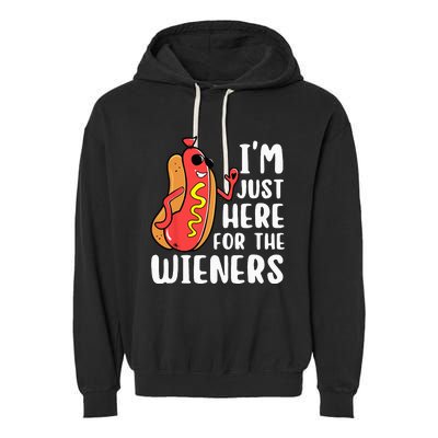 I'm Just Here For The Wieners Funny Hot Dog Foodies Lover Garment-Dyed Fleece Hoodie