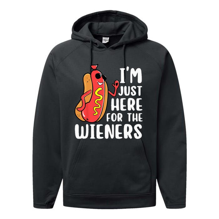 I'm Just Here For The Wieners Funny Hot Dog Foodies Lover Performance Fleece Hoodie