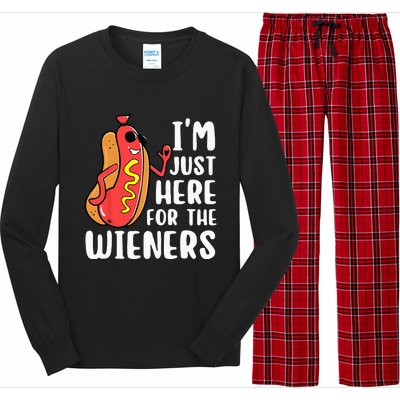 I'm Just Here For The Wieners Funny Hot Dog Foodies Lover Long Sleeve Pajama Set