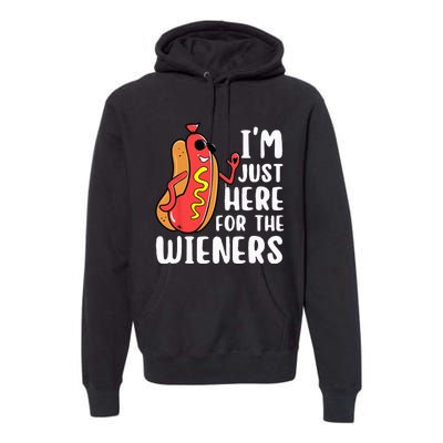 I'm Just Here For The Wieners Funny Hot Dog Foodies Lover Premium Hoodie