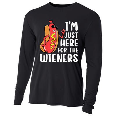 I'm Just Here For The Wieners Funny Hot Dog Foodies Lover Cooling Performance Long Sleeve Crew