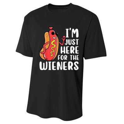 I'm Just Here For The Wieners Funny Hot Dog Foodies Lover Performance Sprint T-Shirt