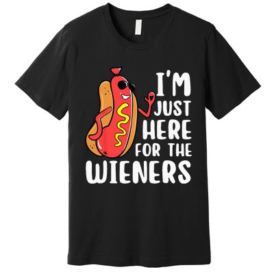 I'm Just Here For The Wieners Funny Hot Dog Foodies Lover Premium T-Shirt