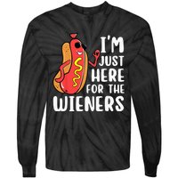 I'm Just Here For The Wieners Funny Hot Dog Foodies Lover Tie-Dye Long Sleeve Shirt