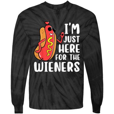 I'm Just Here For The Wieners Funny Hot Dog Foodies Lover Tie-Dye Long Sleeve Shirt