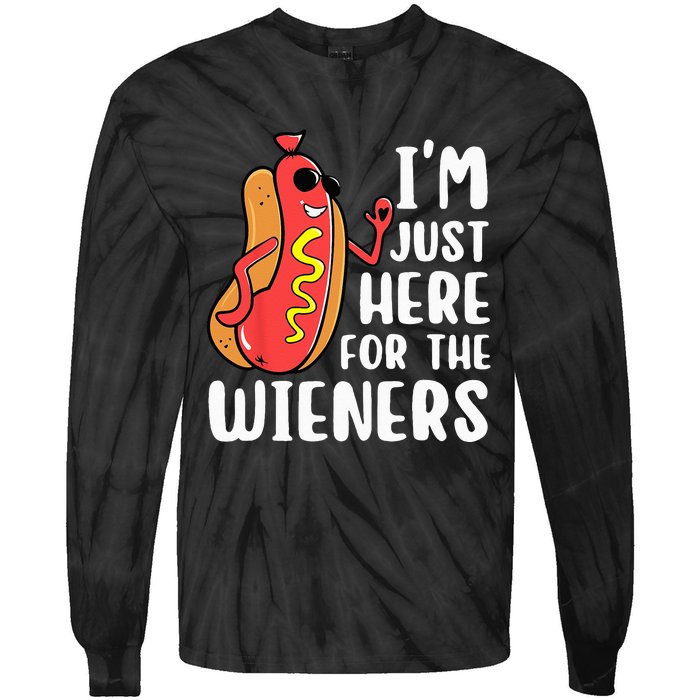 I'm Just Here For The Wieners Funny Hot Dog Foodies Lover Tie-Dye Long Sleeve Shirt