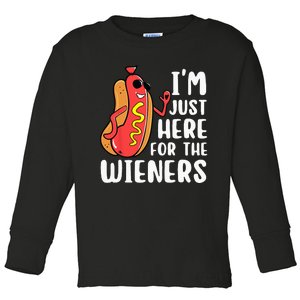 I'm Just Here For The Wieners Funny Hot Dog Foodies Lover Toddler Long Sleeve Shirt