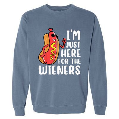 I'm Just Here For The Wieners Funny Hot Dog Foodies Lover Garment-Dyed Sweatshirt