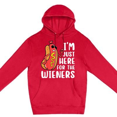 I'm Just Here For The Wieners Funny Hot Dog Foodies Lover Premium Pullover Hoodie