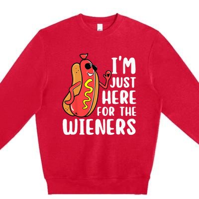 I'm Just Here For The Wieners Funny Hot Dog Foodies Lover Premium Crewneck Sweatshirt