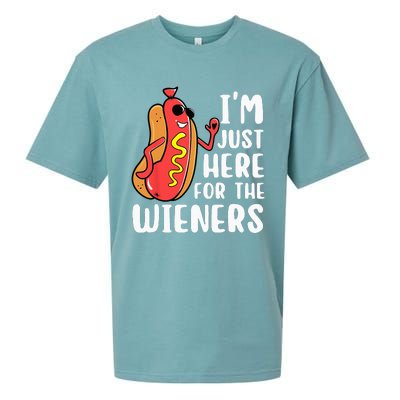 I'm Just Here For The Wieners Funny Hot Dog Foodies Lover Sueded Cloud Jersey T-Shirt