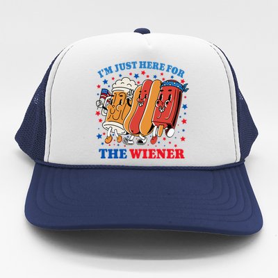 Im Just Here For The Wiener Funny Fourth Of July Trucker Hat