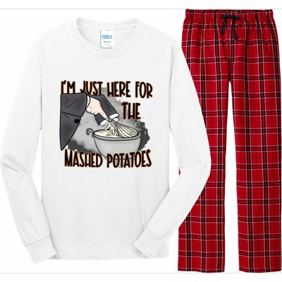 Im Just Here For The Mashed Potatoes Funny Thanksgiving Long Sleeve Pajama Set