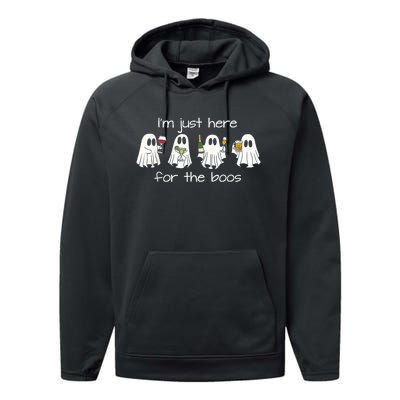 IM Just Here For The Boos Funny Halloween Ghost Performance Fleece Hoodie