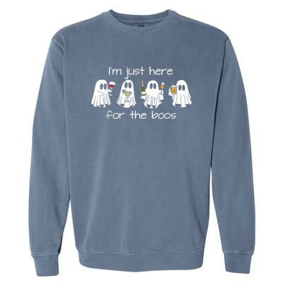 IM Just Here For The Boos Funny Halloween Ghost Garment-Dyed Sweatshirt