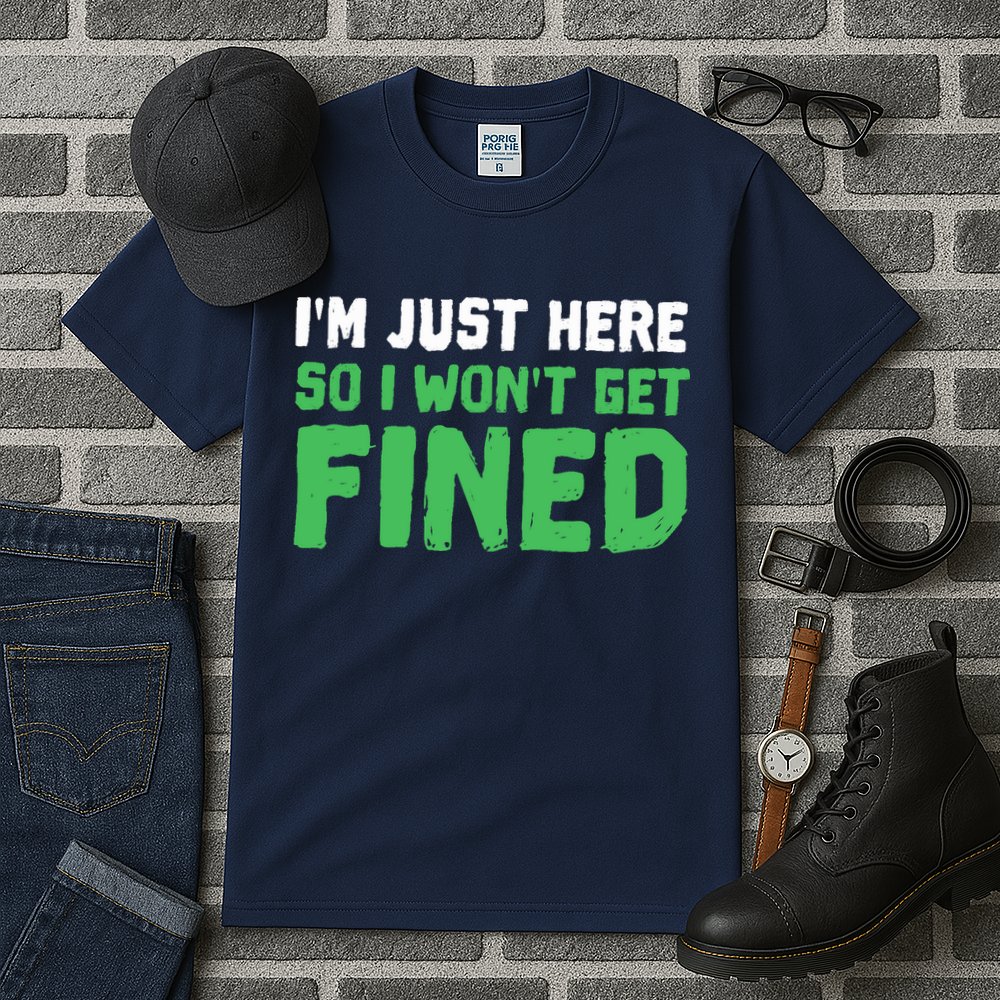 IM Just Here So I WonT Get Fined Sport Athletic Fun Tall T-Shirt
