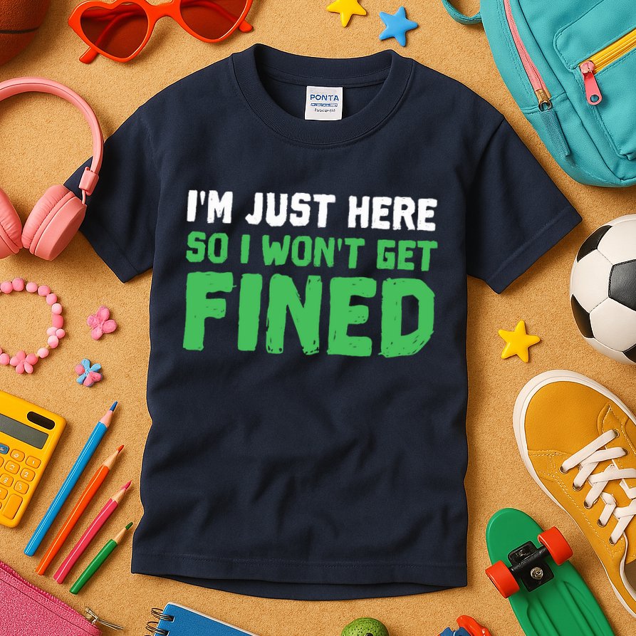 IM Just Here So I WonT Get Fined Sport Athletic Fun Kids T-Shirt