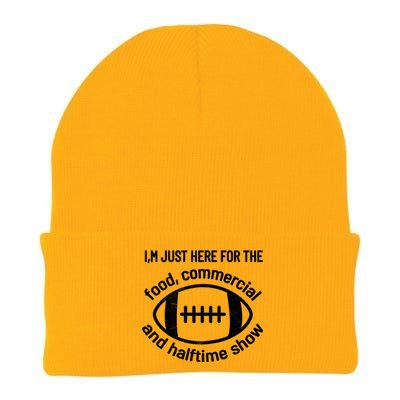 Im Just Here For The Food Commercials And Halftime Show Gift Knit Cap Winter Beanie