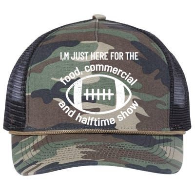 Im Just Here For The Food Commercials And Halftime Show Gift Retro Rope Trucker Hat Cap