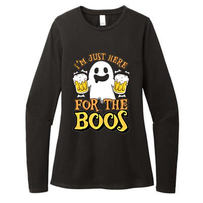 I'm Just Here For The Boos Gift Ghost Booze Gift Halloween Gift Womens CVC Long Sleeve Shirt