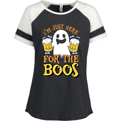 I'm Just Here For The Boos Gift Ghost Booze Gift Halloween Gift Enza Ladies Jersey Colorblock Tee