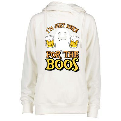 I'm Just Here For The Boos Gift Ghost Booze Gift Halloween Gift Womens Funnel Neck Pullover Hood