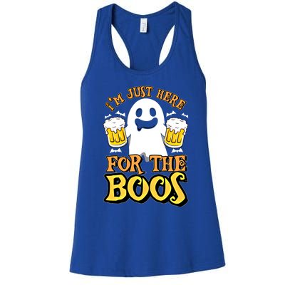 I'm Just Here For The Boos Gift Ghost Booze Gift Halloween Gift Women's Racerback Tank