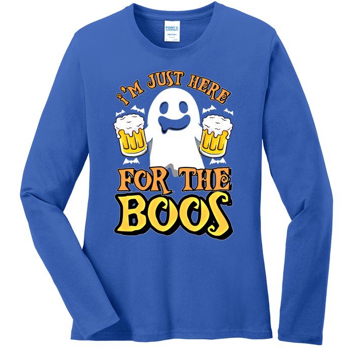 I'm Just Here For The Boos Gift Ghost Booze Gift Halloween Gift Ladies Long Sleeve Shirt