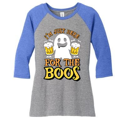 I'm Just Here For The Boos Gift Ghost Booze Gift Halloween Gift Women's Tri-Blend 3/4-Sleeve Raglan Shirt