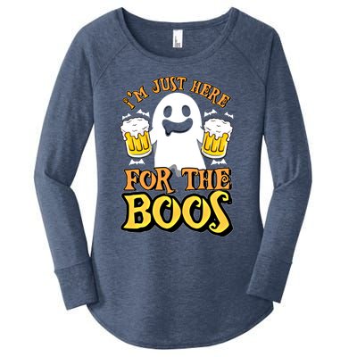 I'm Just Here For The Boos Gift Ghost Booze Gift Halloween Gift Women's Perfect Tri Tunic Long Sleeve Shirt