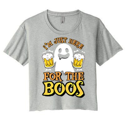 I'm Just Here For The Boos Gift Ghost Booze Gift Halloween Gift Women's Crop Top Tee