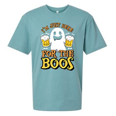 I'm Just Here For The Boos Gift Ghost Booze Gift Halloween Gift Sueded Cloud Jersey T-Shirt