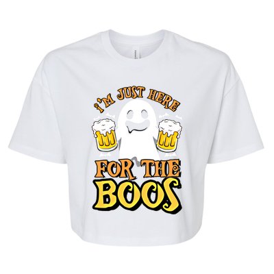 I'm Just Here For The Boos Gift Ghost Booze Gift Halloween Gift Bella+Canvas Jersey Crop Tee