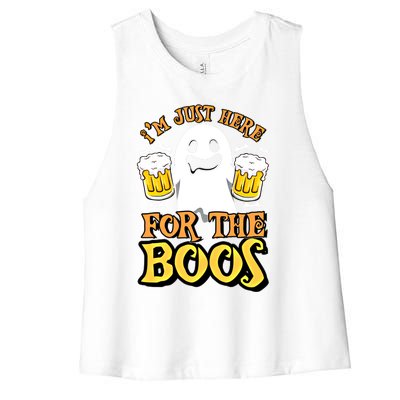 I'm Just Here For The Boos Gift Ghost Booze Gift Halloween Gift Women's Racerback Cropped Tank