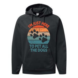 I'm Just Here To Pet All The Dogs Shirt Funny Dog Premium Performance Fleece Hoodie