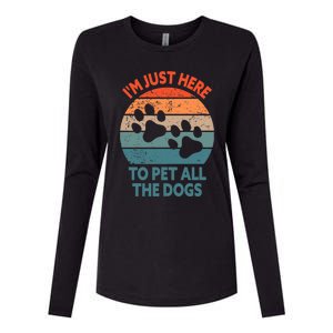 I'm Just Here To Pet All The Dogs Shirt Funny Dog Premium Womens Cotton Relaxed Long Sleeve T-Shirt