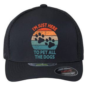 I'm Just Here To Pet All The Dogs Shirt Funny Dog Premium Flexfit Unipanel Trucker Cap