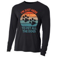 I'm Just Here To Pet All The Dogs Shirt Funny Dog Premium Cooling Performance Long Sleeve Crew