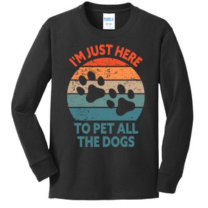 I'm Just Here To Pet All The Dogs Shirt Funny Dog Premium Kids Long Sleeve Shirt