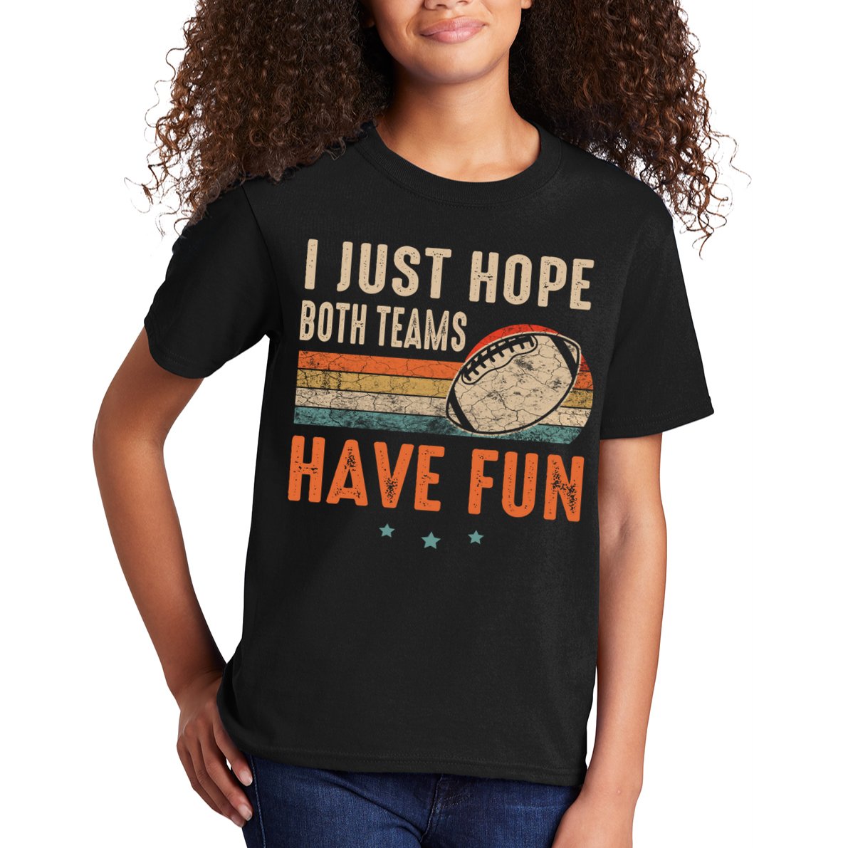 I Just Hope Both Teams Have Fun Retro Football Funny Kids T-Shirt