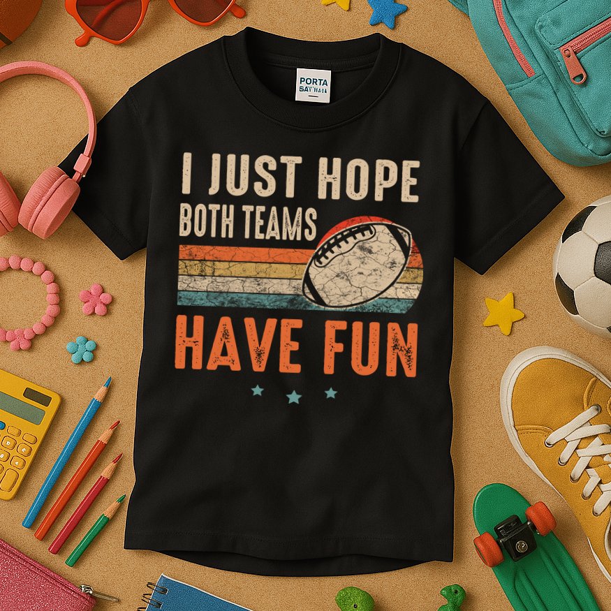 I Just Hope Both Teams Have Fun Retro Football Funny Kids T-Shirt