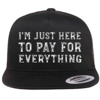 IM Just Here To Pay For Everything Funny Mom Dad Flat Bill Trucker Hat