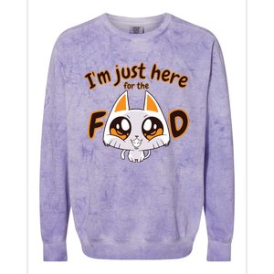 Im Just Here For The Food Funny Cat Humor Sarcastic Gift Colorblast Crewneck Sweatshirt